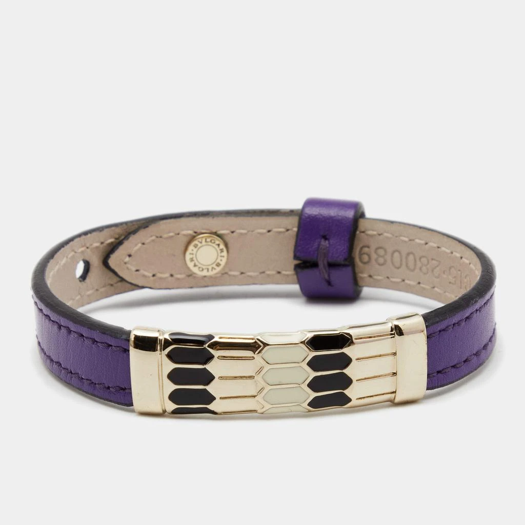 商品[二手商品] BVLGARI|Bvlgari Scaglie Enamel Purple Leather Gold Plated Bracelet,价格¥954,第1张图片