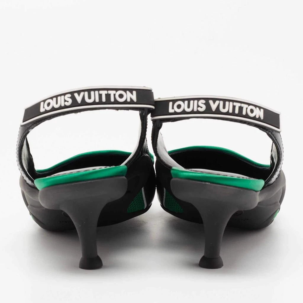 商品[二手商品] Louis Vuitton|Louis Vuitton Green/Black Satin, Mesh and Leather Archlight Slingback Pumps Size 38,价格¥5893,第5张图片详细描述