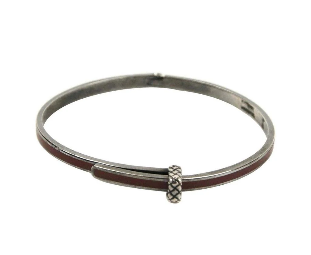 商品Bottega Veneta|Bottega Veneta Women's Brown / Silver Enamel Metal Woven Small Bracelet 431538 2240,价格¥1677,第1张图片