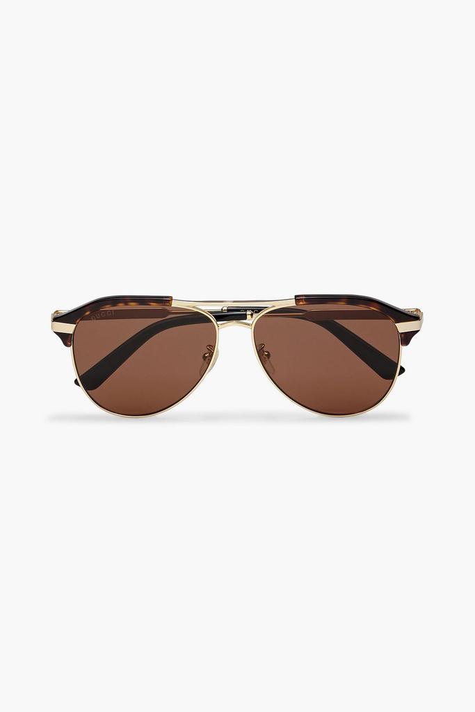 Aviator-style tortoiseshell metal sunglasses商品第1张图片规格展示