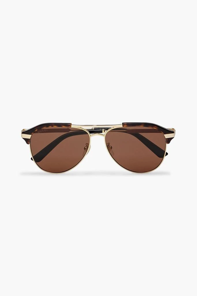 商品Gucci|Aviator-style tortoiseshell metal sunglasses,价格¥2326,第1张图片