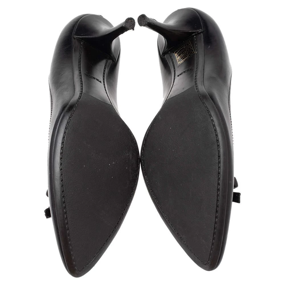 Prada Black Leather Bow Pointed Toe Pumps Size 38 商品
