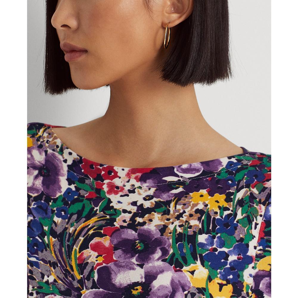 商品Ralph Lauren|Women's Floral Stretch Cotton Boatneck T-Shirt,价格¥306,第5张图片详细描述