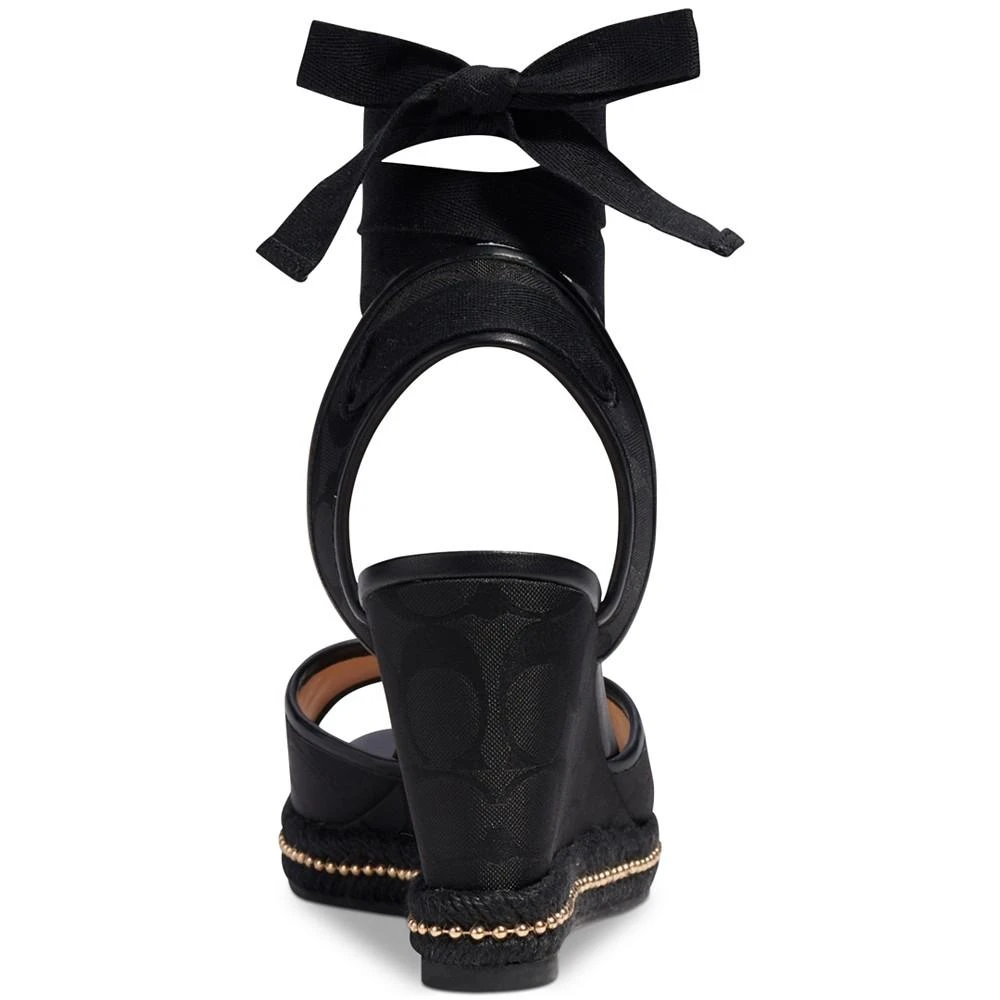 商品Coach|Women's Page Signature Ankle-Tie Wedge Sandals,价格¥846,第3张图片详细描述