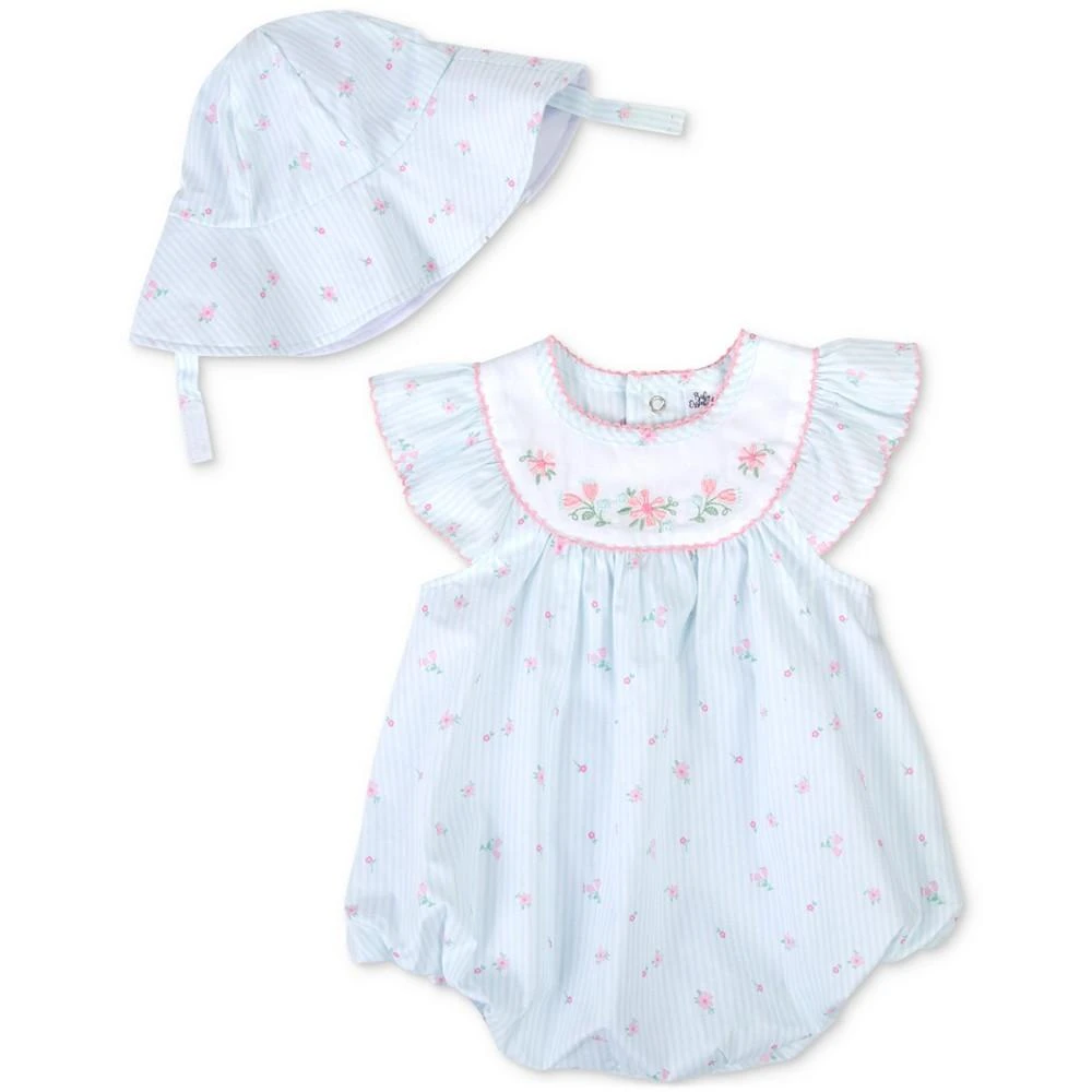 商品Baby Essentials|Baby Girls Woven Cotton Floral-Print Romper and Hat, 2 Piece Set,价格¥137,第1张图片