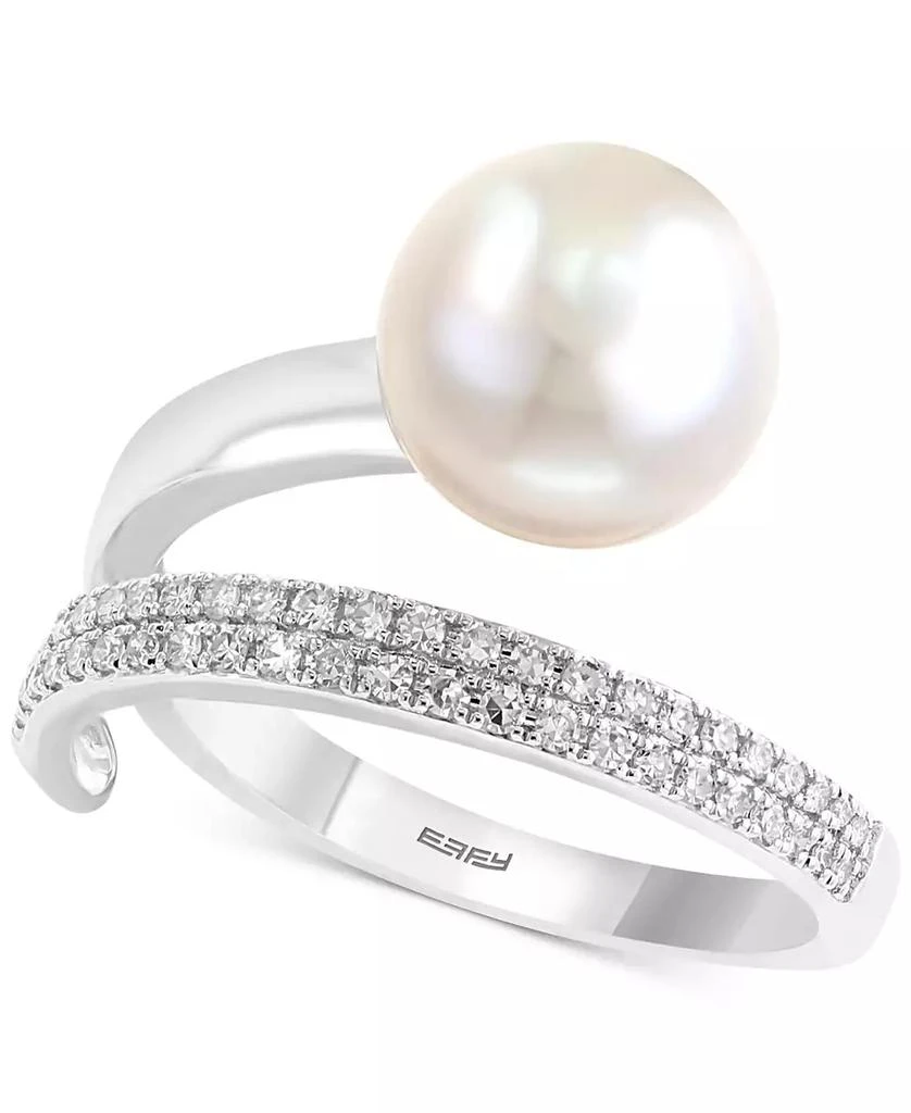 商品Effy|EFFY® Cultured Freshwater Pearl (10mm) and Diamond (1/5 ct. t.w.) Ring in 14k White Gold and Yellow Gold,价格¥16969,第1张图片