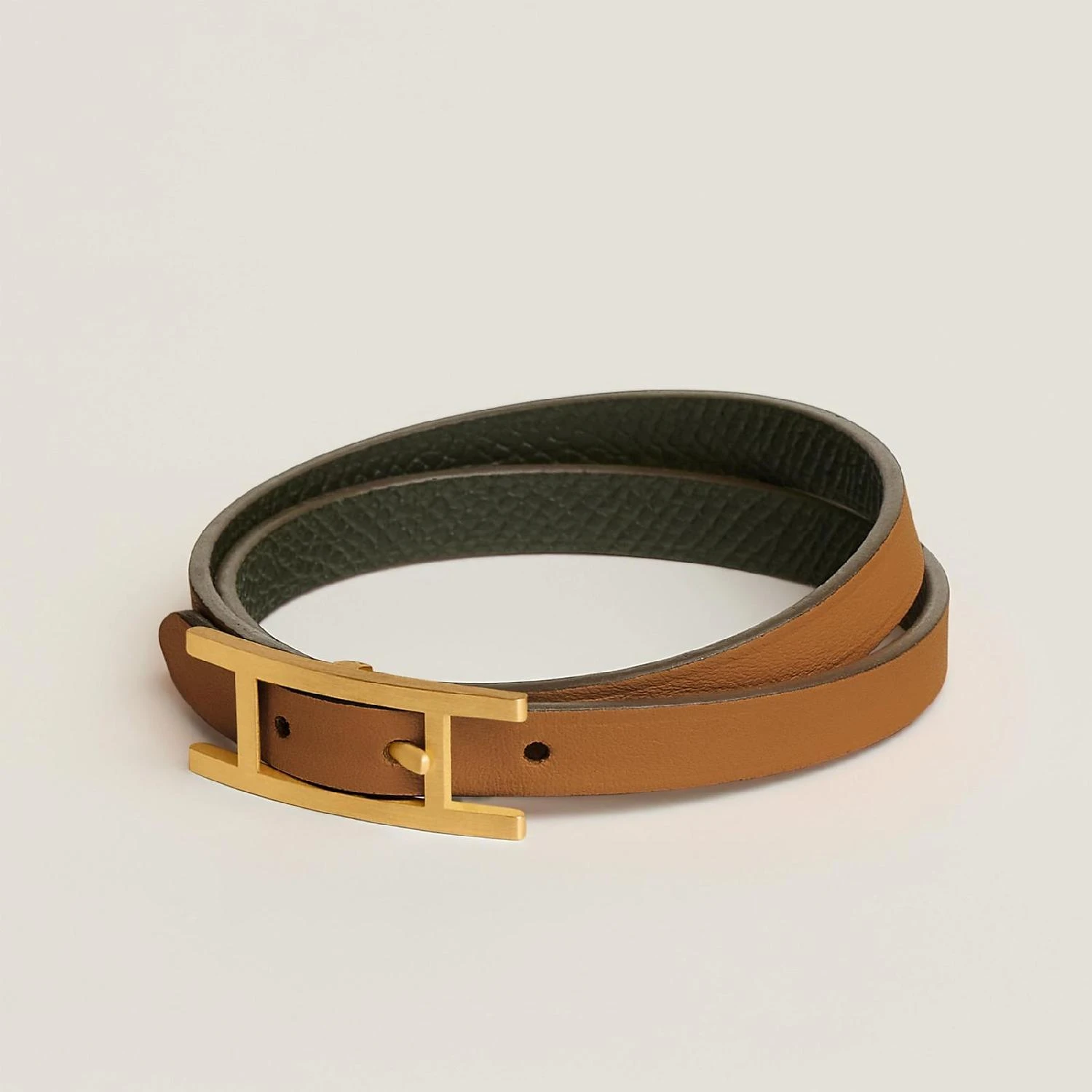 商品Hermes|【预售】 爱马仕 24秋冬 男士 手镯 Bracelet Behapi Double Tour H064684CMBQT5,价格¥3609,第1张图片