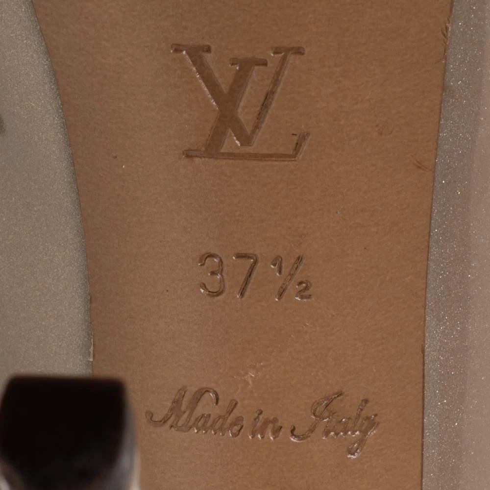 Louis Vuitton Beige Glitter Patent Leather Oh Really! Peep Toe Platform Pumps Size 37.5 商品