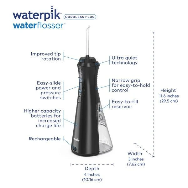 商品Waterpik|Waterpik Cordless Plus Cordless Water Flosser 492 Black,价格¥451,第2张图片详细描述