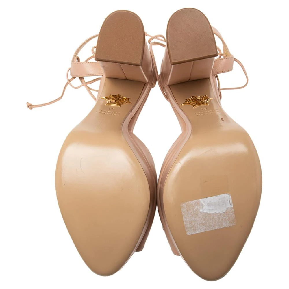 Charlotte Olympia Pink Leather Bow Platform Ankle-Tie Sandals Size 41 商品