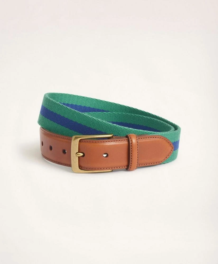 商品Brooks Brothers|Leather Tab Stripe Webbed Belt,价格¥246,第1张图片