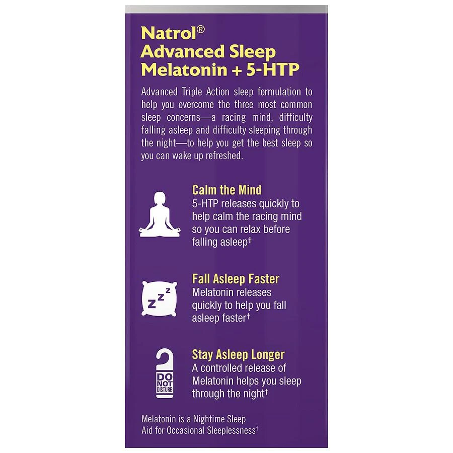 商品Natrol|Advanced Sleep Melatonin + 5-HTP, Time Release Bi-Layer Tablets,价格¥133,第2张图片详细描述