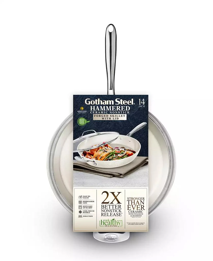 商品Gotham Steel|Hammered Ceramic Coating XL Family Sized 14" Frying Pan with Glass Lid,价格¥667,第2张图片详细描述