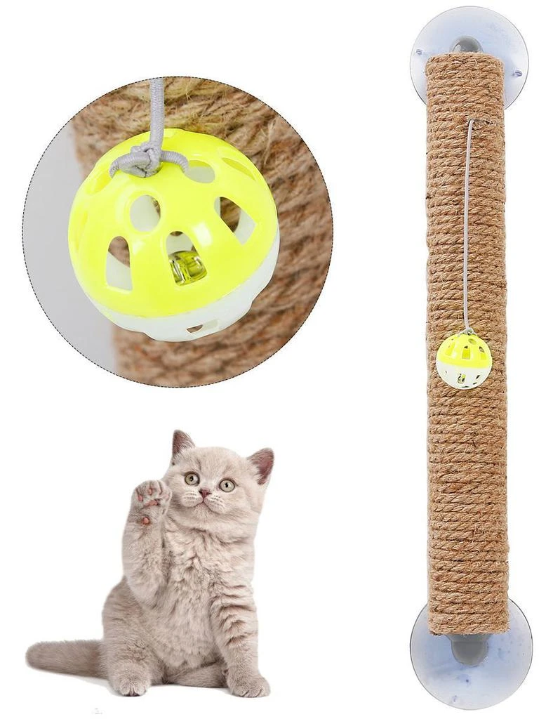 商品Pet Life|'Stick N' Claw' Sisal Rope and Toy Suction Cup Stick Shaped Cat Scratcher,价格¥246,第1张图片
