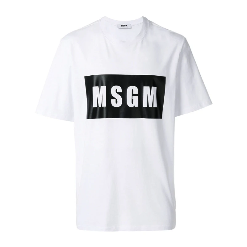 商品[国内直发] MSGM|MSGM 男士圆领混纺白色棉质短袖T恤 2440MM67-184299-01,价格¥420,第1张图片