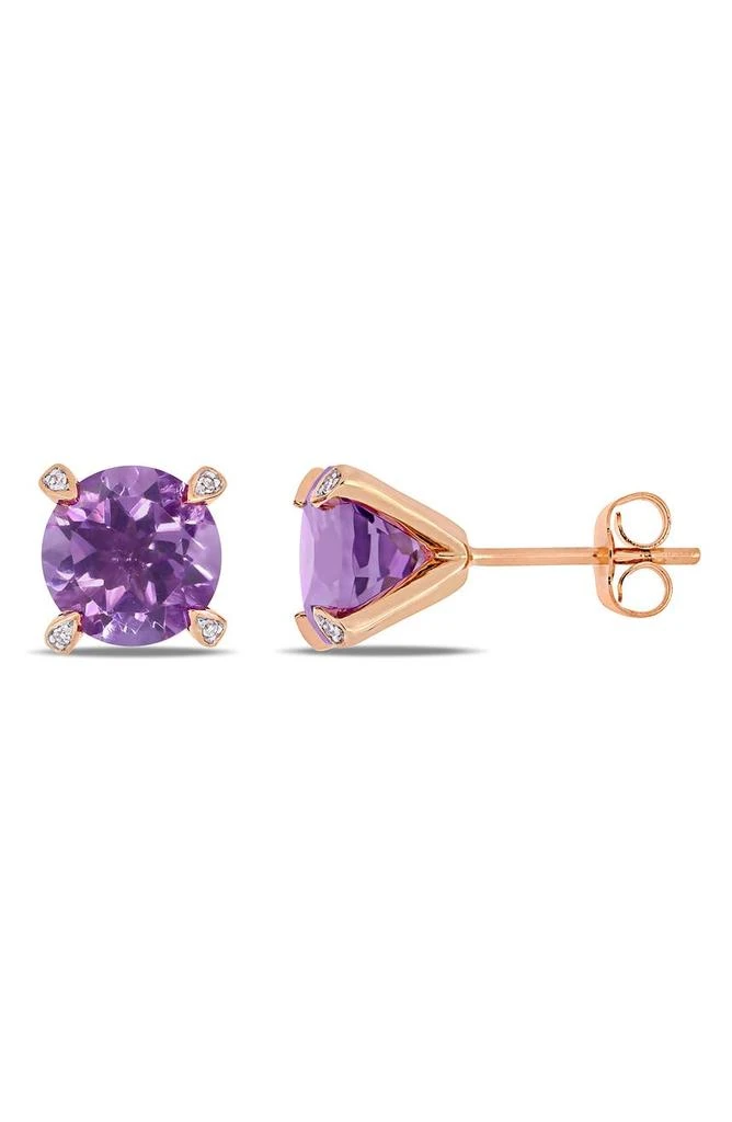 商品DELMAR|10K Rose Gold Amethyst Stud Earrings,价格¥2724,第1张图片