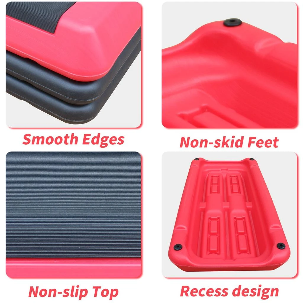 Streamdale Adjustable Workout Aerobic Stepper in Fitness & Exercise Step Platform Trainer Red Black with 2 Risers 商品