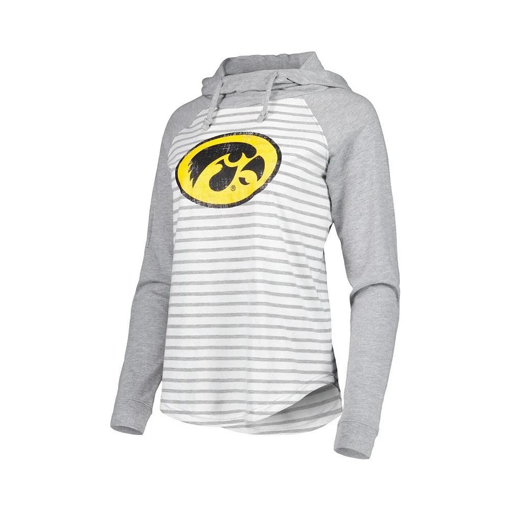 商品Colosseum|Women's Heathered Gray, White Iowa Hawkeyes Gloria Raglan Long Sleeve Hoodie T-shirt,价格¥338,第3张图片详细描述