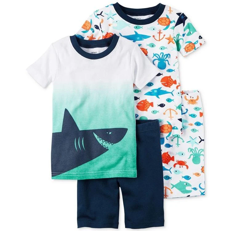 商品Carter's|男婴4-Pc. Shark Cotton Pajama Set, Baby Boys (0-24 months),价格¥57,第1张图片