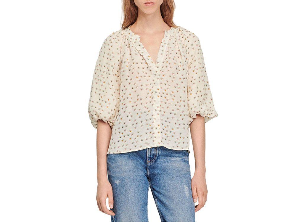 商品Sandro|Bluebird Elbow Sleeve Blouse,价格¥1046,第1张图片