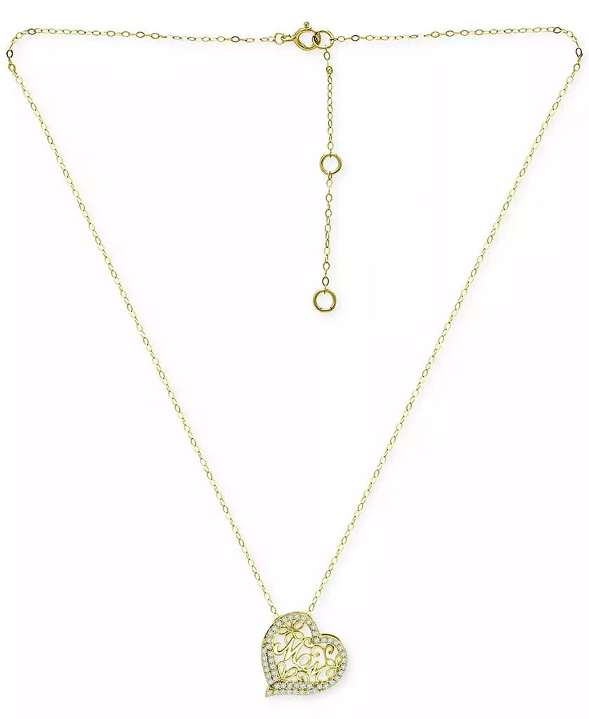 商品Giani Bernini|Cubic Zirconia Mom Heart Pendant Necklace in 18k Gold-Plated Sterling Silver, 16" + 2" extender, Created for Macy's,价格¥764,第3张图片详细描述