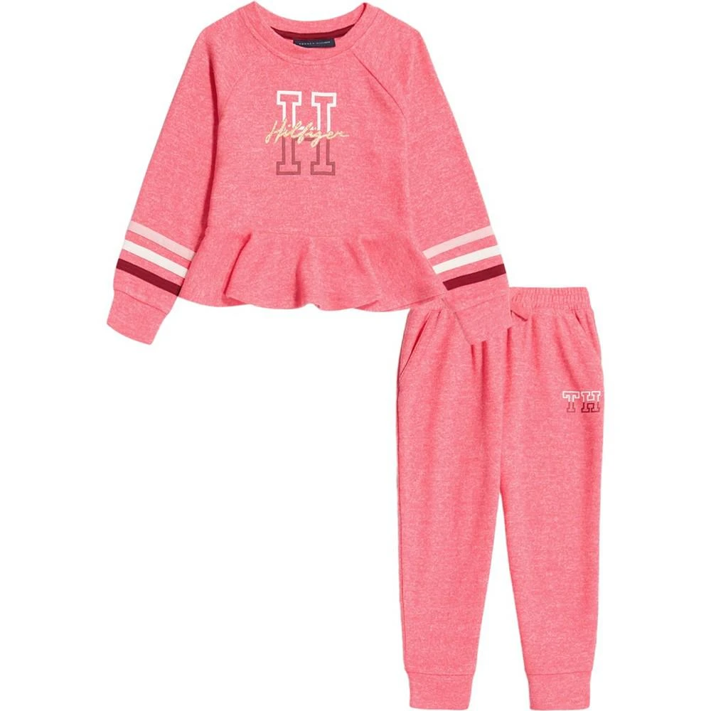 商品Tommy Hilfiger|Little Girls Marled Ruffle-Hem Sweater and Joggers, 2 Piece Set,价格¥345,第1张图片