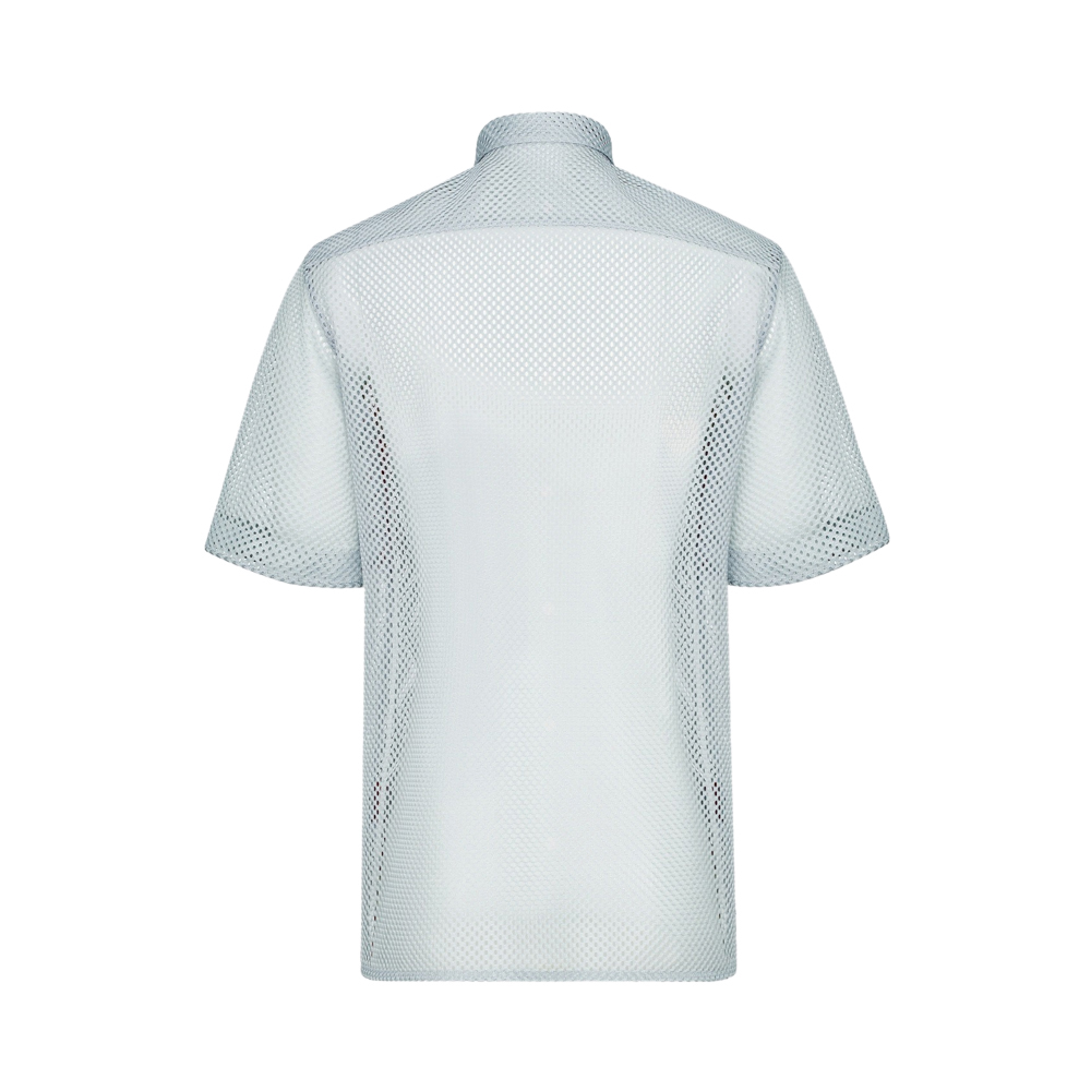 DIOR 男士灰色网眼布CD心形贴饰短袖衬衫 213C517-A5491-C800商品第2张图片规格展示