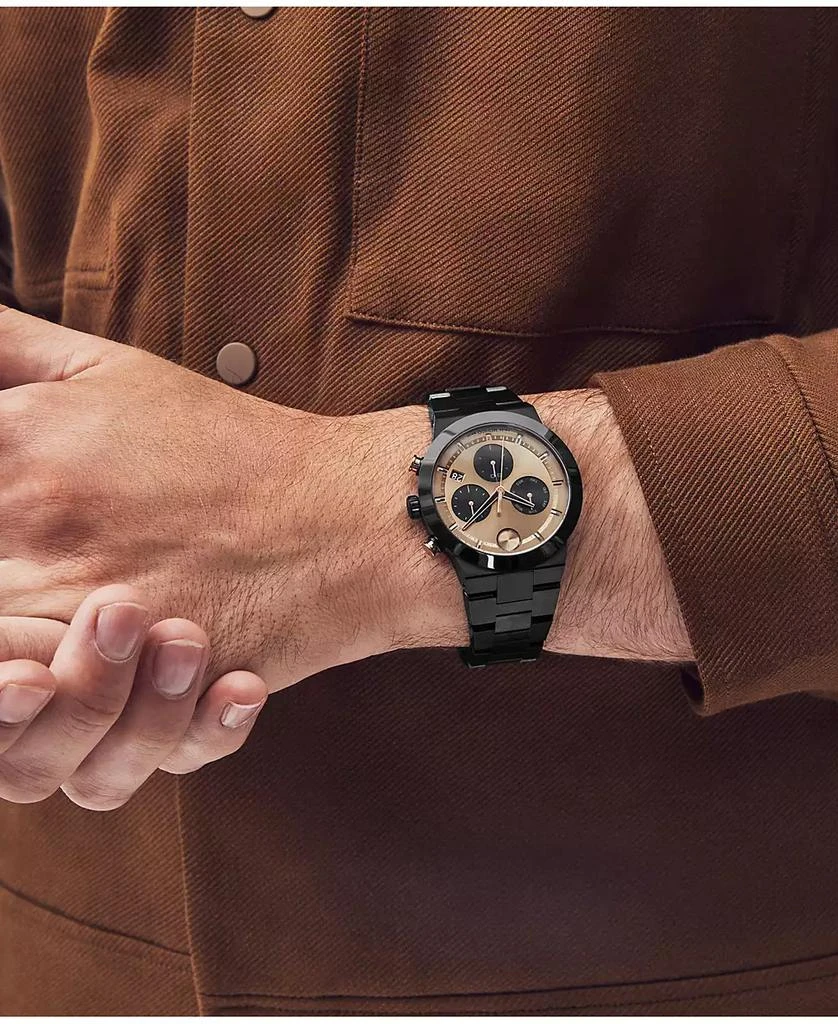 商品Movado|Men's Bold Fusion Swiss Quartz Chronograph Ionic Plated Black Steel Bracelet Watch 44mm,价格¥7408,第4张图片详细描述