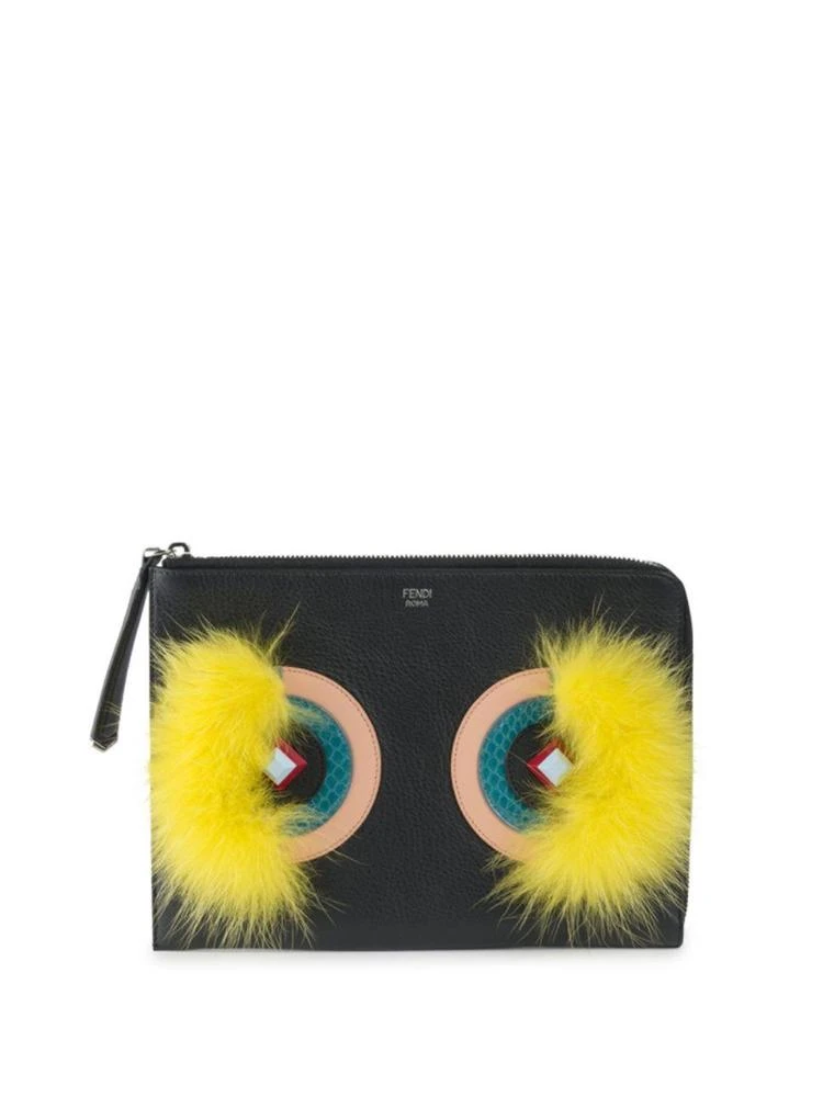 商品Fendi|2Jours Leather, Snakeskin & Fox Fur Pouch,价格¥4084,第1张图片