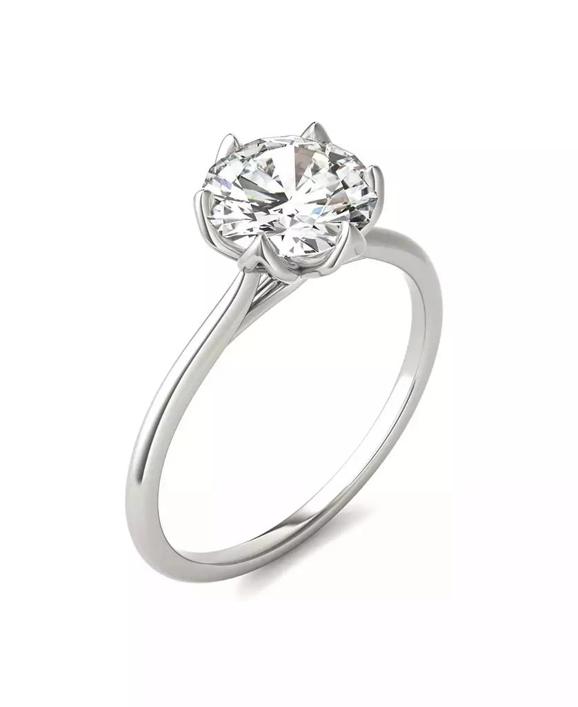 商品Charles & Colvard|Moissanite Round Solitaire Ring (1-9/10 Carat Total Weight Diamond Equivalent) in 14K White Gold,价格¥7066,第4张图片详细描述