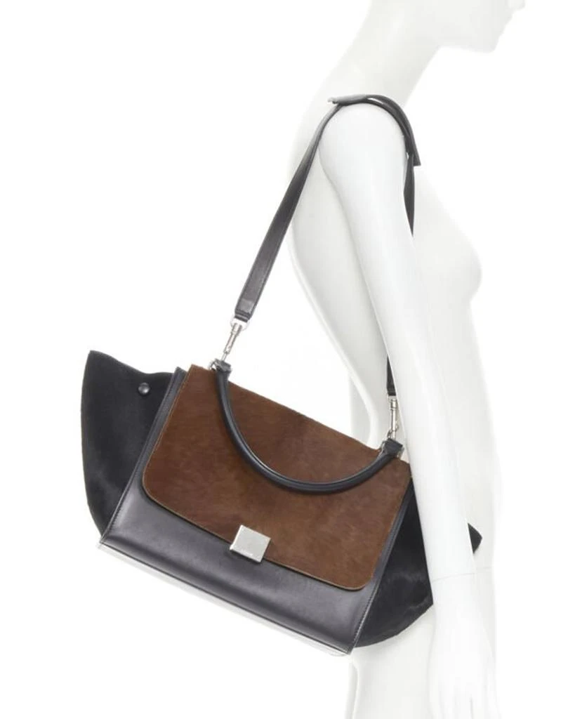 商品[二手商品] Celine|CELINE Medium Trapeze black brown horse hair buckle crossbody satchel bag,价格¥9136,第2张图片详细描述