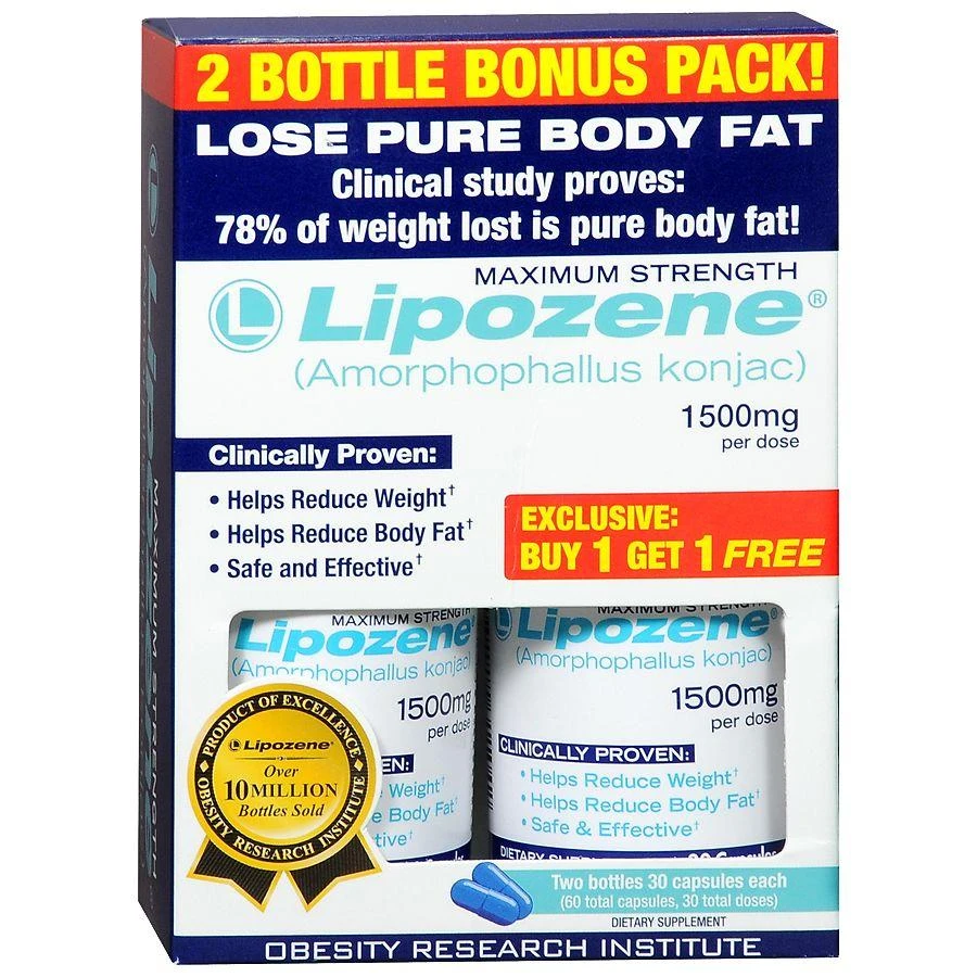 商品Lipozene|葡甘露聚糖（提取自魔芋根）胶囊 辅助减肥,价格¥177,第1张图片