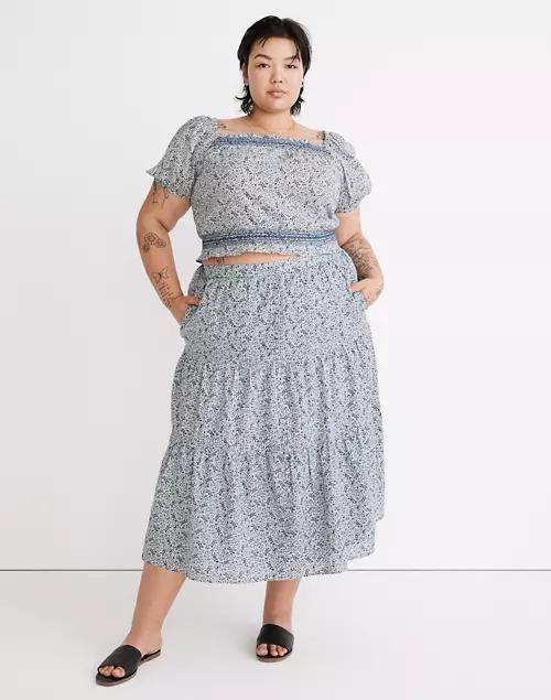 商品Madewell|Button-Front Tiered Maxi Skirt in Florentine Floral,价格¥370,第1张图片
