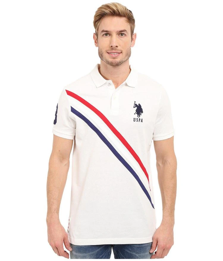 商品U.S. POLO ASSN.|Tri-Color Diagonal Stripe Pique Polo Shirt,价格¥295,第1张图片