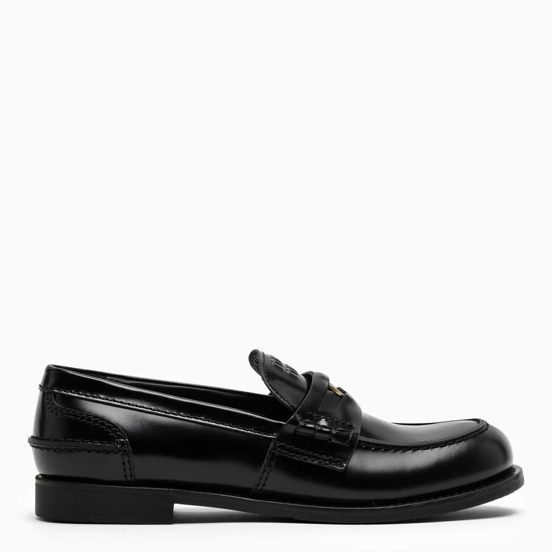 商品Miu Miu|Black leather Penny loafers,价格¥6164,第1张图片