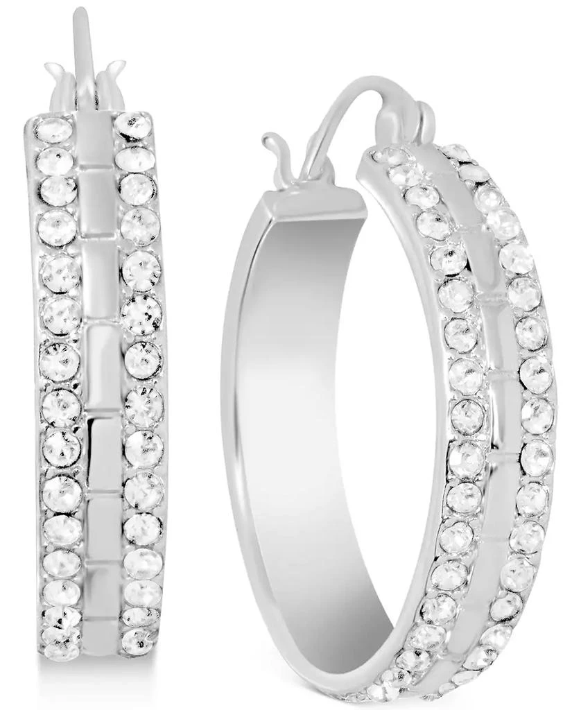 商品Essentials|Crystal Small Double Row Hoop Earrings in Silver-Plate, 0.76",价格¥378,第1张图片