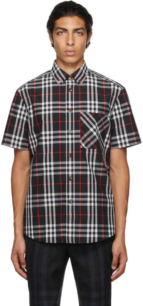 商品Burberry|黑色格纹短袖衬衫,价格¥4334,第1张图片