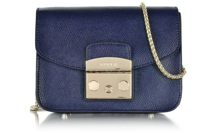 商品Furla|迷你海军蓝皮革斜挎包 Metropolis,价格¥1735,第1张图片