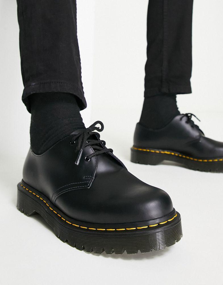 商品Dr. Martens|Dr Martens 1461 bex platform 3-eye shoes in black,价格¥1150,第1张图片