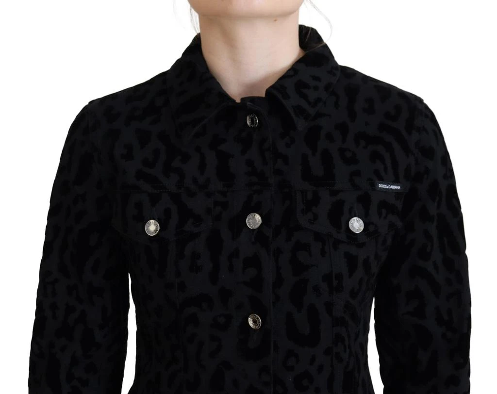 商品Dolce & Gabbana|Dolce & Gabbana Black Leopard Long Sleeve Denim Cotton Jacket,价格¥3649,第4张图片详细描述