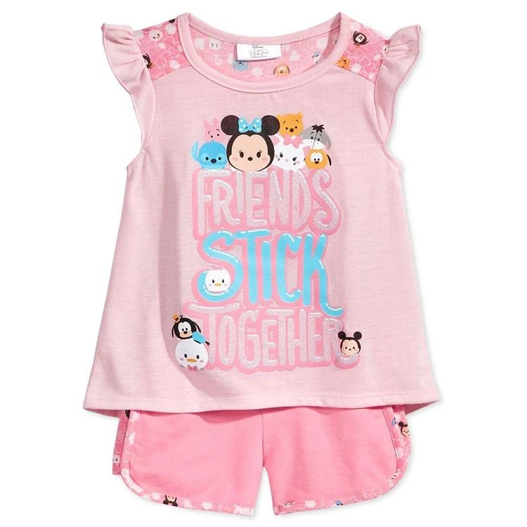 商品Disney|'s® Tsum Tsum 2-Pc.Graphic-Print Shirt & Shorts Set, Little Girls (2-6X),价格¥42,第1张图片