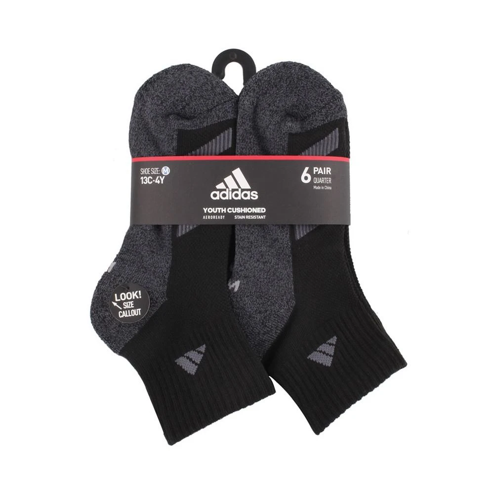 商品Adidas|Big Boys Cushioned Angle Stripe Quarter Sock Pack of 6,价格¥120,第4张图片详细描述