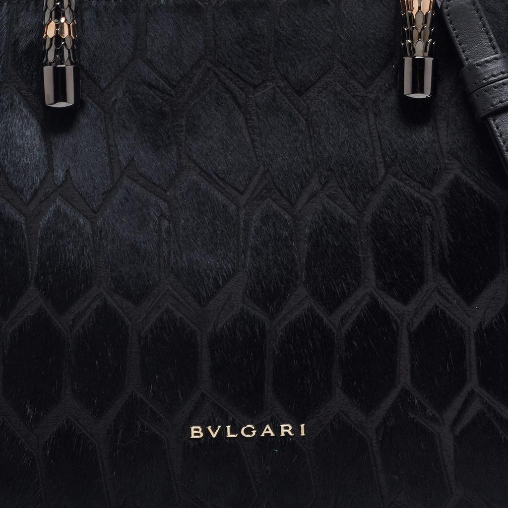 Bvlgari Black Leather and Calf Hair Serpenti Scaglie Tote商品第5张图片规格展示