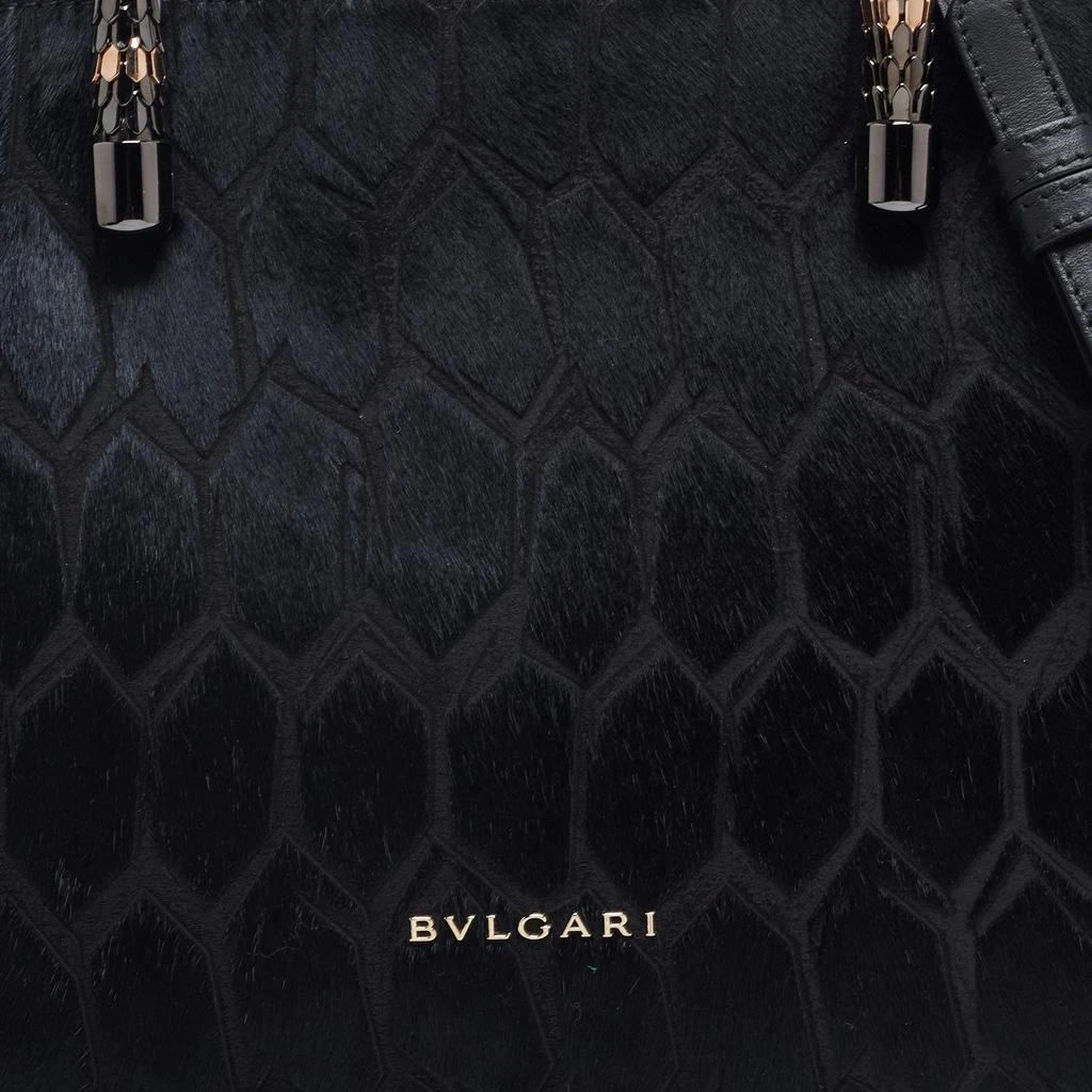 商品[二手商品] BVLGARI|Bvlgari Black Leather and Calf Hair Serpenti Scaglie Tote,价格¥7945,第5张图片详细描述