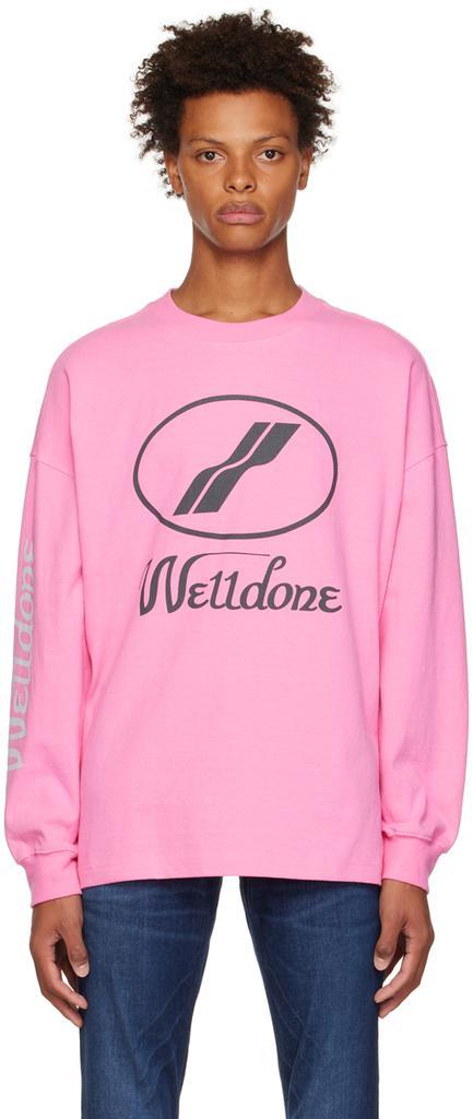 商品We11done|Pink Print Long Sleeve T-Shirt,价格¥707,第1张图片