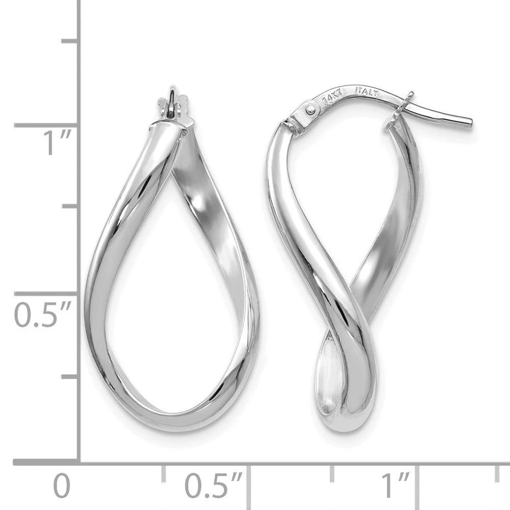 商品Diamond2Deal|14K White Gold Polished Oval Shape Twisted Hoop Earrings,价格¥4271,第4张图片详细描述