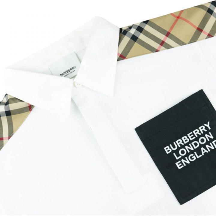 商品Burberry|White Short Sleeve Johnathan Polo Shirt,价格¥982,第4张图片详细描述