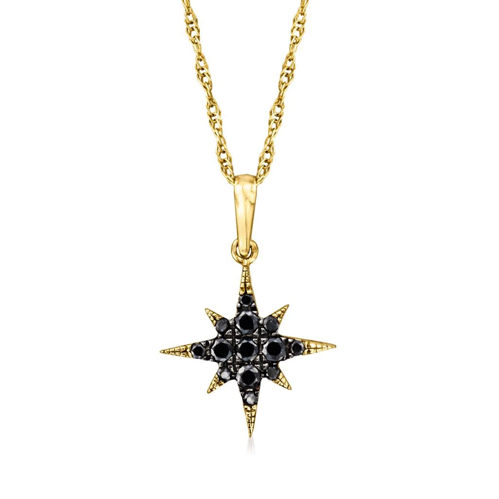 商品RS Pure|by Ross-Simons Black Diamond North Star Pendant Necklace in 14kt Yellow Gold,价格¥1781,第1张图片