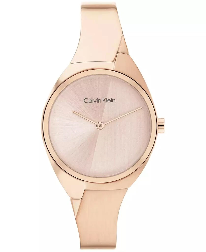 商品Calvin Klein|Women's 2-Hand Carnation Gold-Tone Stainless Steel Bangle Bracelet Watch 30mm,价格¥1454,第1张图片