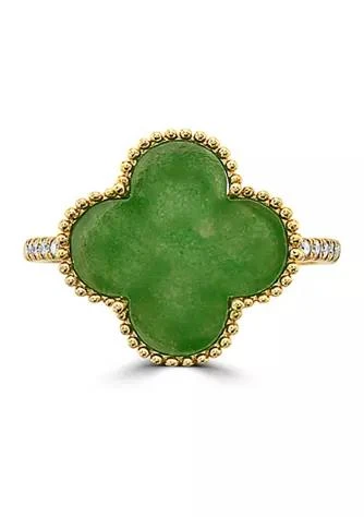 商品Effy|1 10 Ct. T.w. Diamond And 3.2 Ct. T.w. Green Jade Ring In 14K Yellow Gold,价格¥4060,第1张图片